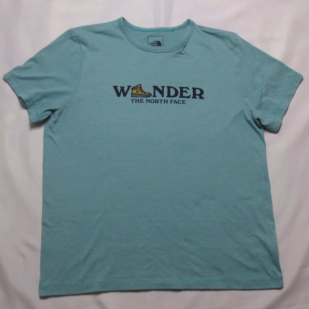 4/$14 NORTH FACE womens T-SHIRT top WANDER crew neck AQUA soft TEE SIZE L